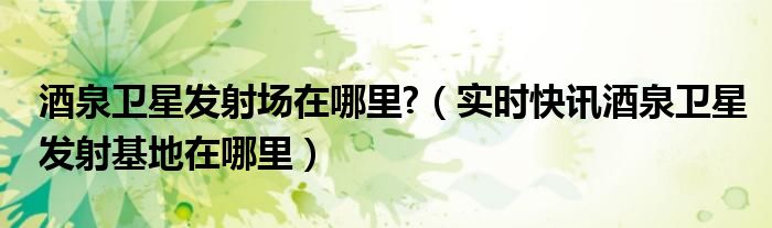 酒泉卫星发射的中心位置在哪 酒泉卫星发射中心地址