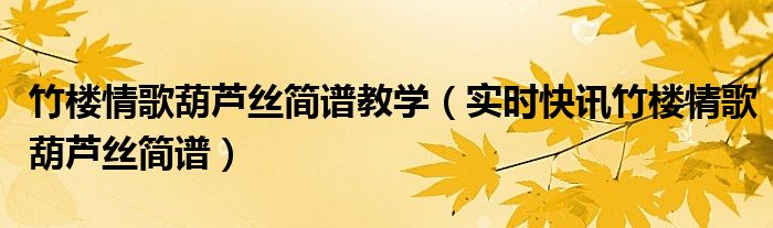 竹楼情歌葫芦丝表演视频 竹楼情歌葫芦丝演奏动态谱