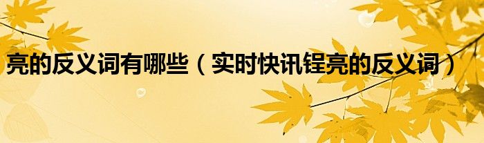 亮的反义词是什么 亮的反义词二年级上册
