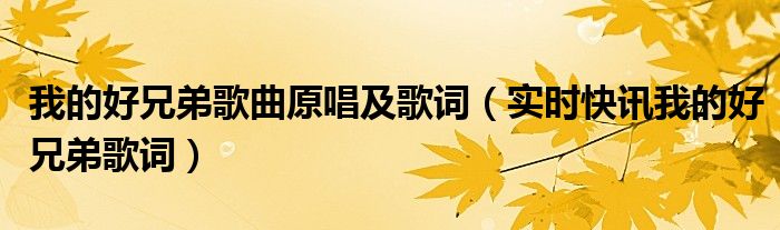 我的好兄弟是什么时候出来的 我的好兄弟是哪首歌的歌词