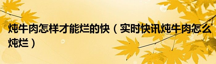 炖牛肉软烂的做法 牛肉软烂炖法查看详情