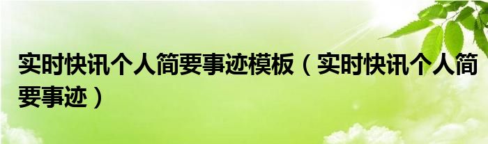 个人事迹简介模板 简要事迹汇总表