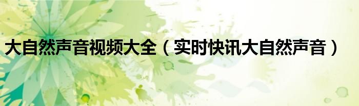 大自然声音 聆听大自然的声音感受大自然的美