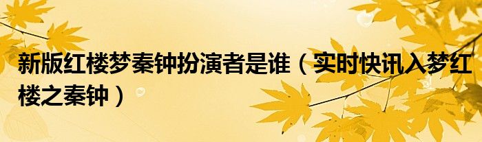 秦钟红楼梦扮演者 2010版红楼梦秦钟扮演者