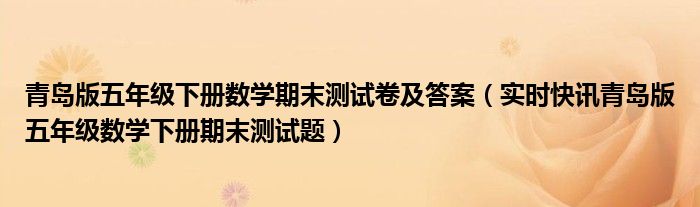 青岛版五年级数学期末测试卷答案 青岛版五年级上册期末数学测试卷