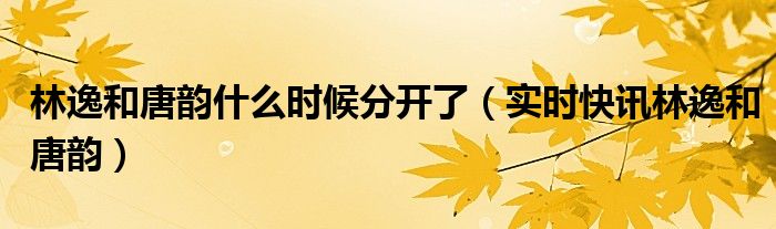 林逸与唐韵 林逸跟唐韵在一起了吗