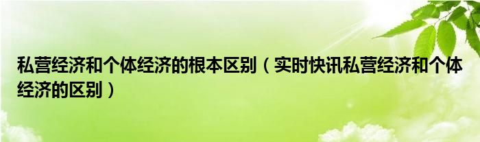 私营经济和个体经济的根本区别（实时快讯私营经济和个体经济的区别）