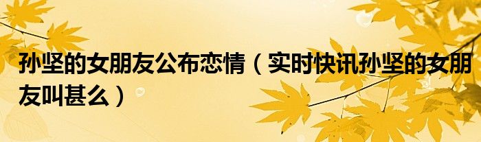 孙坚有过几段恋情 孙坚有对象吗